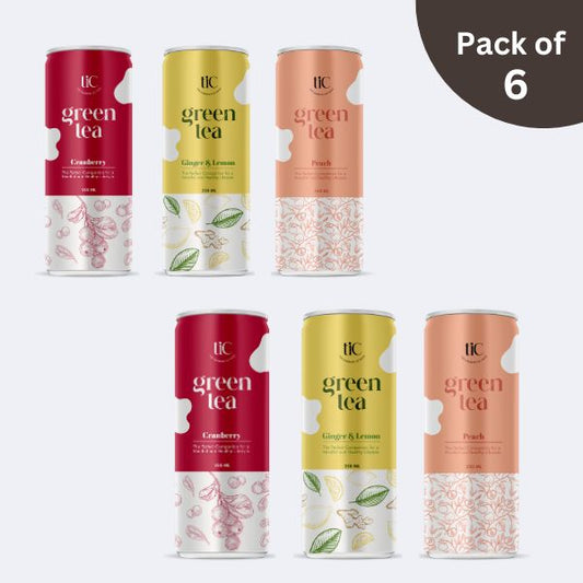 TIC Cranberry, Peach & Ginger Lemon Iced Green Tea 2 piece each | 250ml Pack of 6